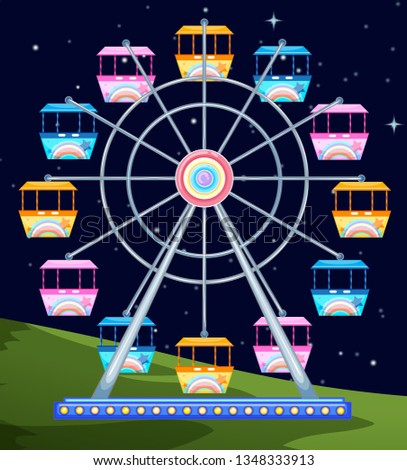 ferriswheel spinning a night illustration