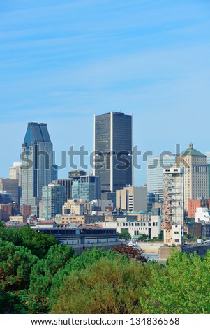 Montreal city skyline in the day with urban buildings