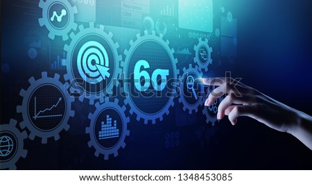 Six sigma DMAIC Industrial process optimisation concept on virtual screen. Royalty-Free Stock Photo #1348453085