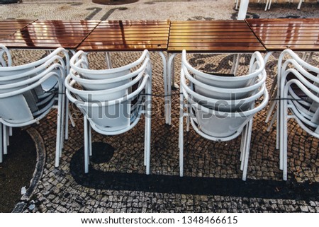 Chairs on a terrace, detail of seats to rest