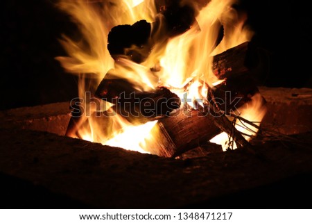 A campfire at night. Braai concept image. 