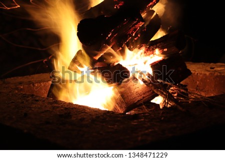 A campfire at night. Braai concept image. 