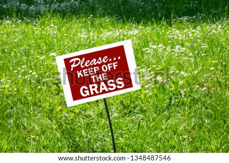 Sign on grass 