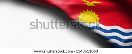The national flag of Kiribati in the South Pacific on white background - right top corner