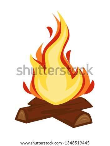 Fire discovery campfire or bonfire wood and flame stone age vector isolated firewood warmth source camping or hiking tourism sparkle cave heating primitive cooker humanity evolution and development