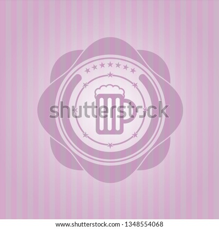 beer jar icon inside realistic pink emblem