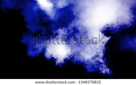 blue smoke blow on black background 