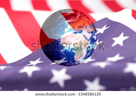 Flag of USA and the earth globe