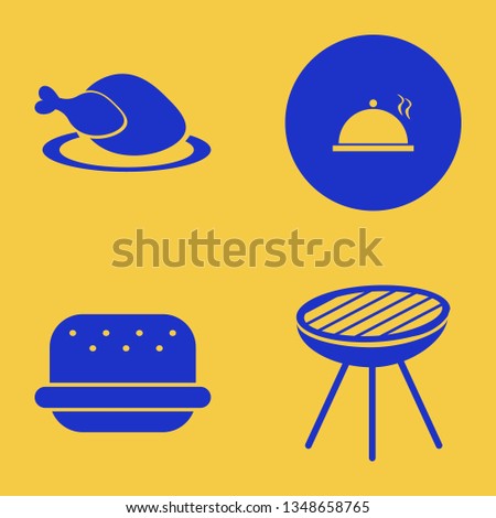 meat icon set with proper meal, burger and hot chicken vector illustration