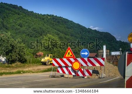 Road signs about road repair