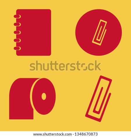 sheet icon set with toilet paper, notebook and paper clip vector illustration