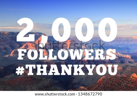 2000 followers sign - social media milestone thank you banner. Online community note. 2k likes.