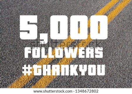 5000 followers - social media milestone banner. Online community thank you note. 5k likes.
