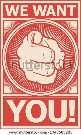we want you vector poster Royalty-Free Stock Photo #1348685285