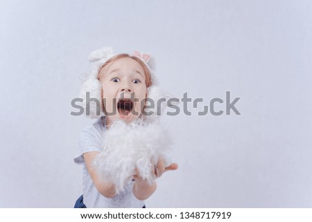 emotional little girl on white background
