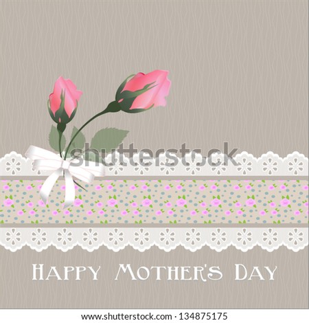 Happy Mother's Day. with beige background.Vector eps10 , illustration