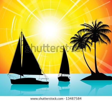 Yachts on the ocean - summer holiday background