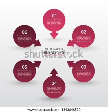 Abstract infographic template with 6 steps for success. Business circle template with six options for brochure, diagram, workflow, web design.