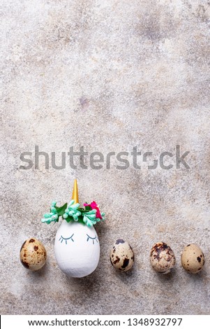 Eggs in shape of unicorn. Easter background