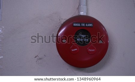 red Fire alarm On the old flap