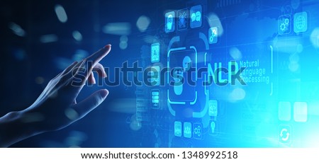 NLP natural language processing cognitive computing technology concept on virtual screen. Royalty-Free Stock Photo #1348992518