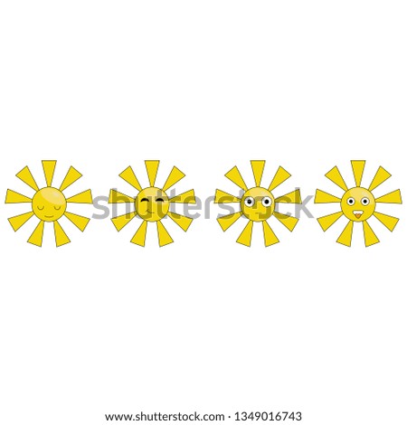 Smiling suns collection. Vector illustration