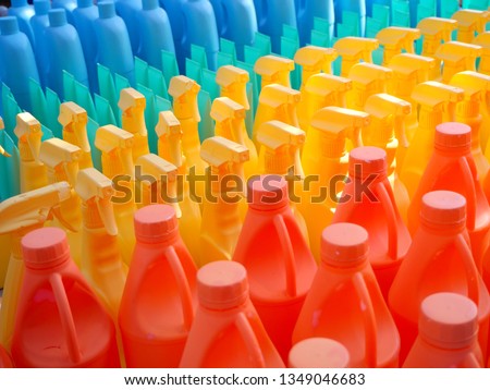 Plastic bottle from many type of polymer. End use plastic will be waste but it can get back to recycle to be raw materials. Royalty-Free Stock Photo #1349046683