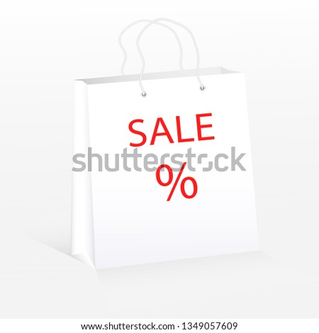 Vector illustration. Empty pack for shopping. Realistic paper bag template.Сan put your advertising and branding.