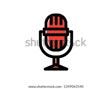 Microphone color Icon set vector. Mic sign. Karaoke microphone icon. Broadcast mic sign - Vector