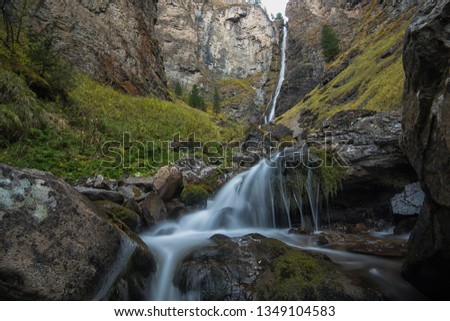 Waterfall on river Shinok in Altai mountains, Siberia, Russia