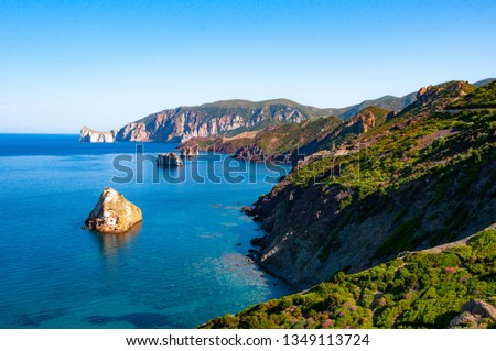 Seaside view of Pan di Zucchero, Masua, Sardinia, Italy