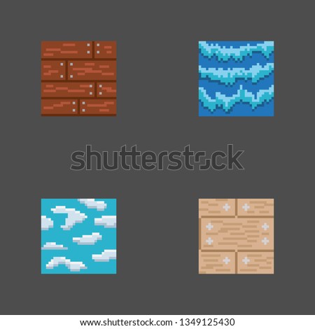 Pixel art texture pattern for game platforms.
Vector illustration. 8 - bit sprite.