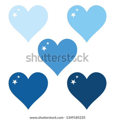 Blue set, hearts clip art, vector illustration