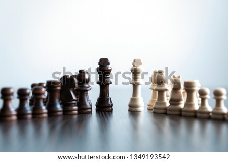 Chess figures on chessboard. concept of business strategy and tactic