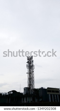 communication tower in the twilight sky