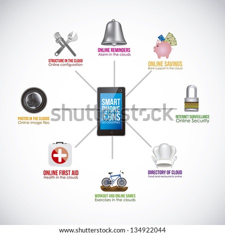 Illustration of icons of applications, app icons, vector illustration