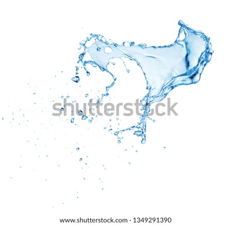 single blue water splash isolated on white background