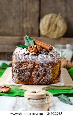 Pumpkin cake with spices. Selective focus