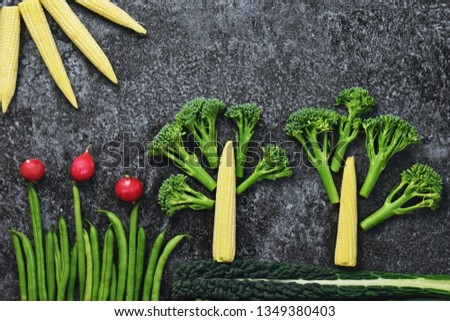 Healthy lifestyle picture made with fresh  vegetables