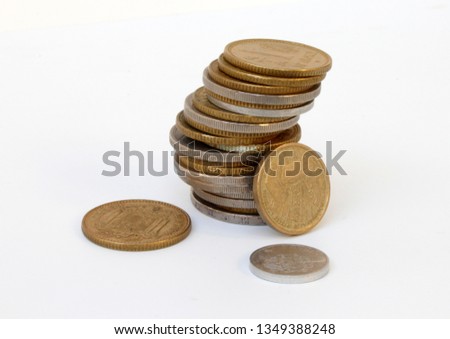 column of old coins