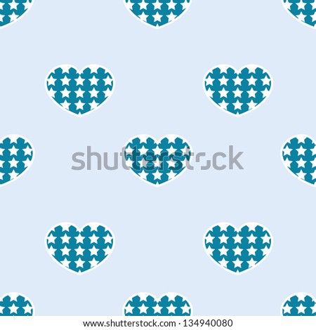 Vector seamless pattern with hearts and stars