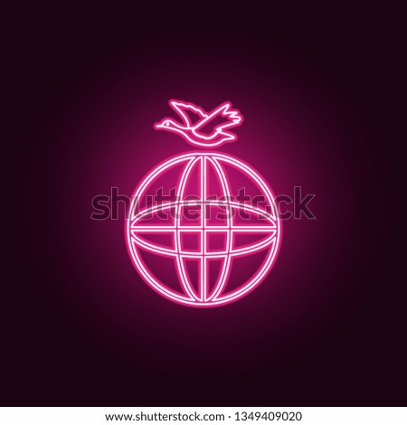 bird over the globe icon. Elements of Ecology in neon style icons. Simple icon for websites, web design, mobile app, info graphics
