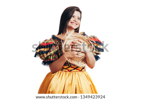 Brazilian woman wearing typical clothes for the Festa Junina - June festival