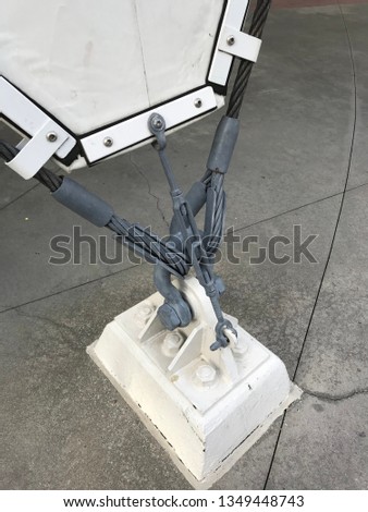 Plate Steel connector with cables. Photo image