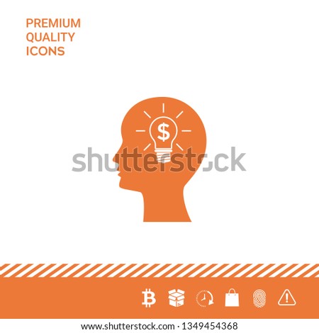 Man silhouette - Light bulb with dollar symbol business concept icon. Graphic elements for your design