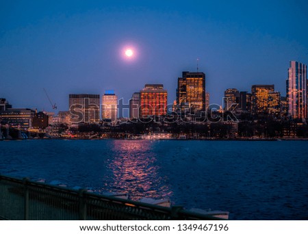 Boston skyline at night 