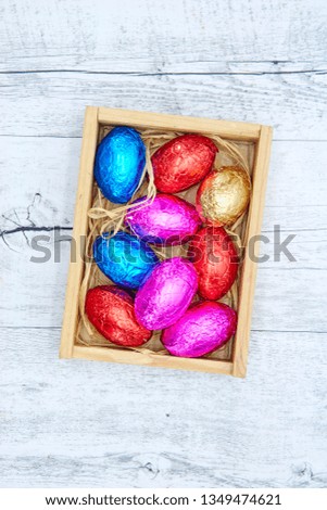 A studio photo of chocolate easter eggs