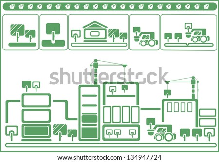 Ecology city. industry icons over white background. vector illustration 