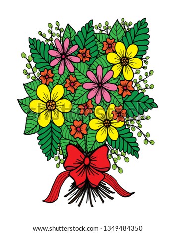 Hand drawn floral doodle. Coloring pages for book. Vector line art