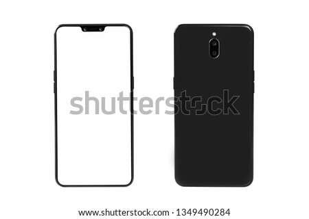 Front and backside smartphone isolated on white background.